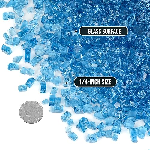 Miniatura 2 de Skyflame Vidrio de fuego regular de alto brillo de 10 libras para hoguera, chimenea, jardín, paisajismo, azul pacífico, tamaño de 14 pulgadas