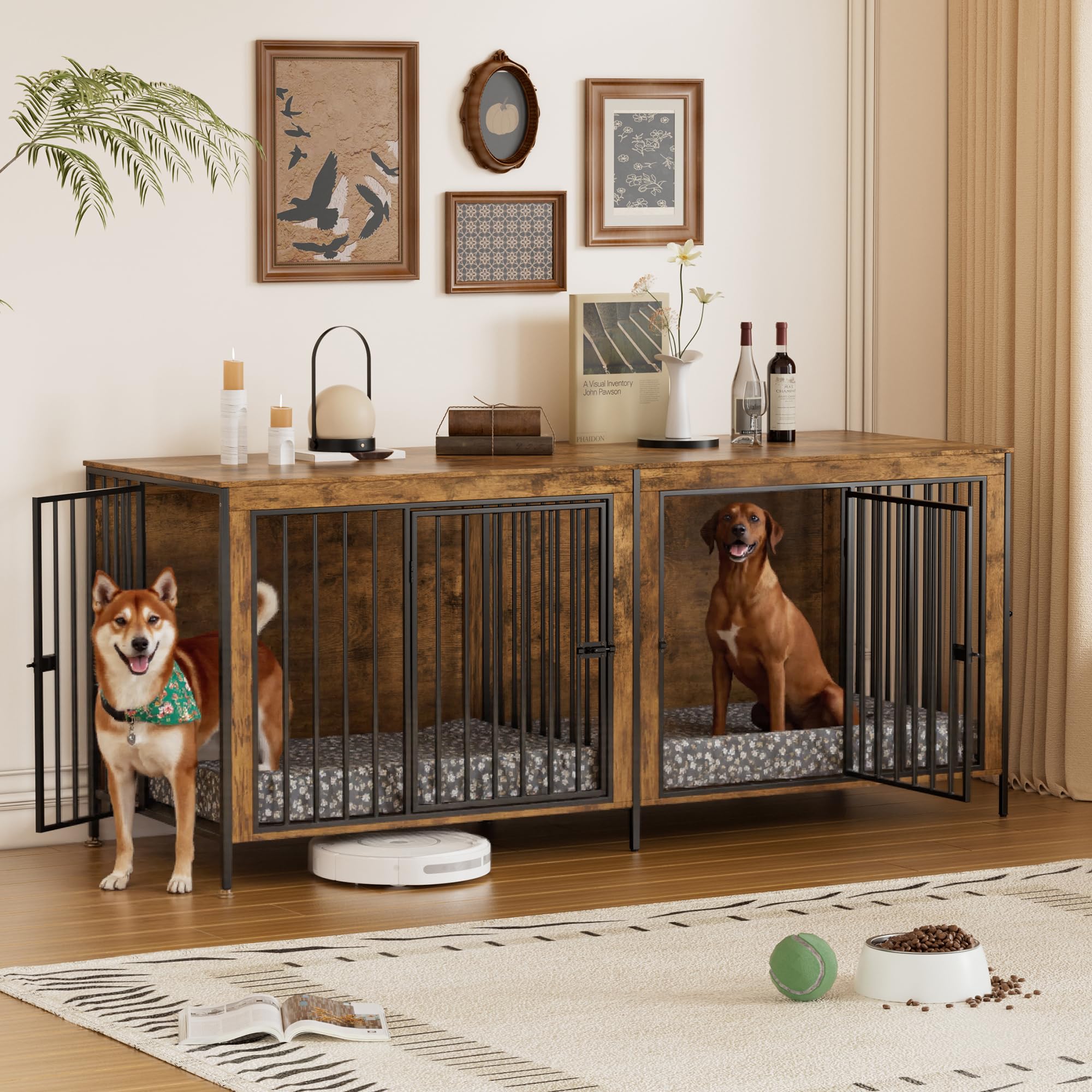 Jaula para Perros Grandes Estilo Mueble Casa para Perros 200CM Caja para Perros Grande para Casa de Madera Jaula Mueble de Madera para Dogs XXL,Jau-la Moderna para Perro hasta 100KG,200 x 70 x85CM
