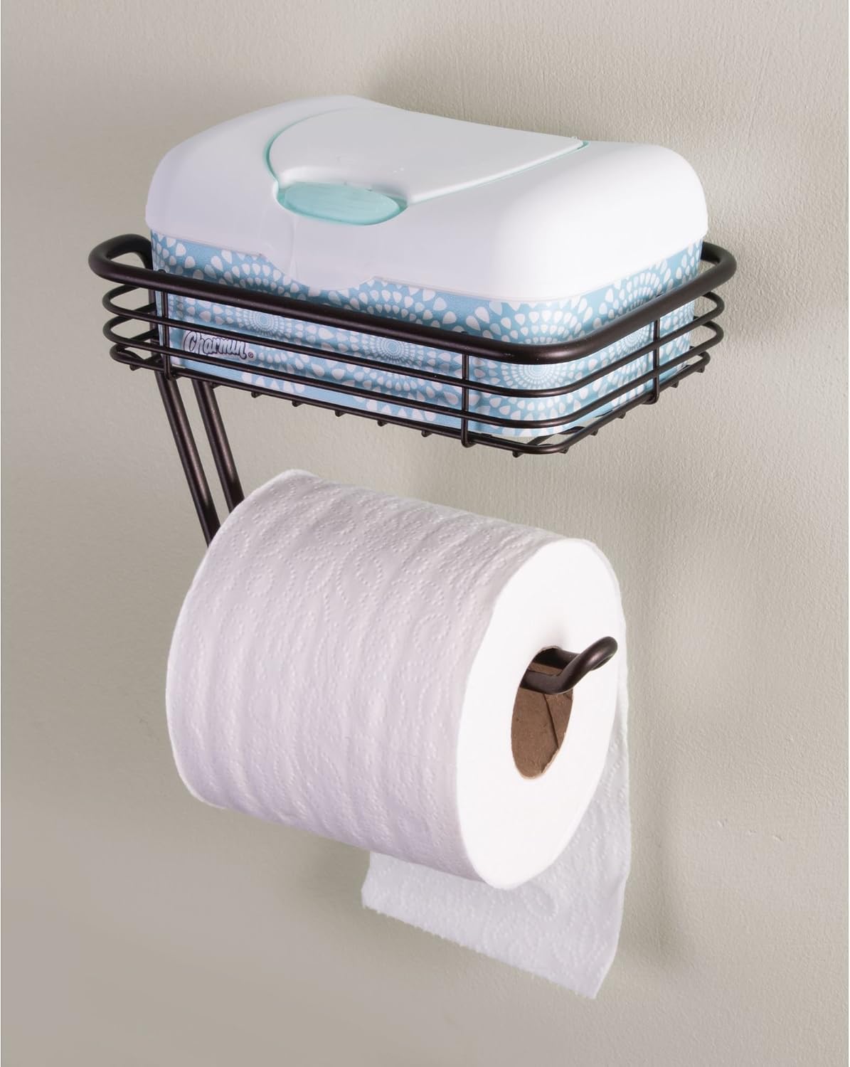 iDesign Classico Metal Wall Mount Toilet Paper Tissue Holder, Roll Reserve with Shelf for Kids', Guest, Master, Office Bathroom, 7.25" x 5.25" x 5.25", Bronze,69151