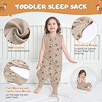 Vista 5 de LAT - Saco de dormir para bebé, saco de dormir de algodón sin mangas para niños pequeños con piernas, manta con cremallera 6M-4T