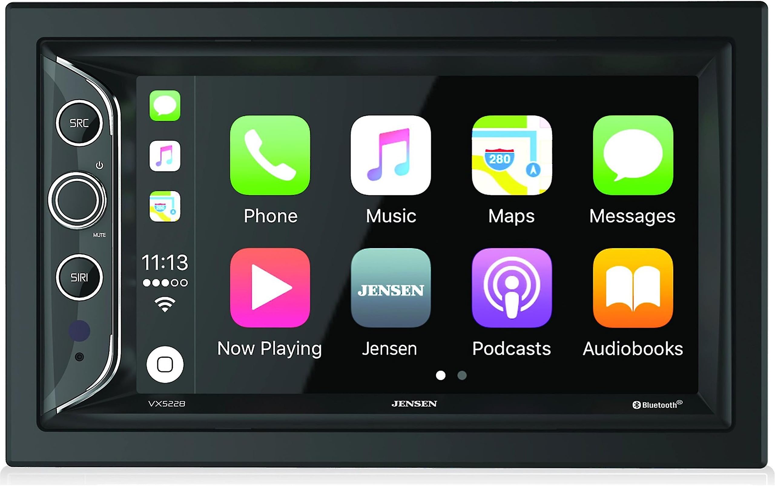 Jensen VX52286.2" LED Backlit LCD Digital Multimedia Touch Screen Double DIN Car Stereo with Built-In Apple CarPlay, Bluetooth & USB Port