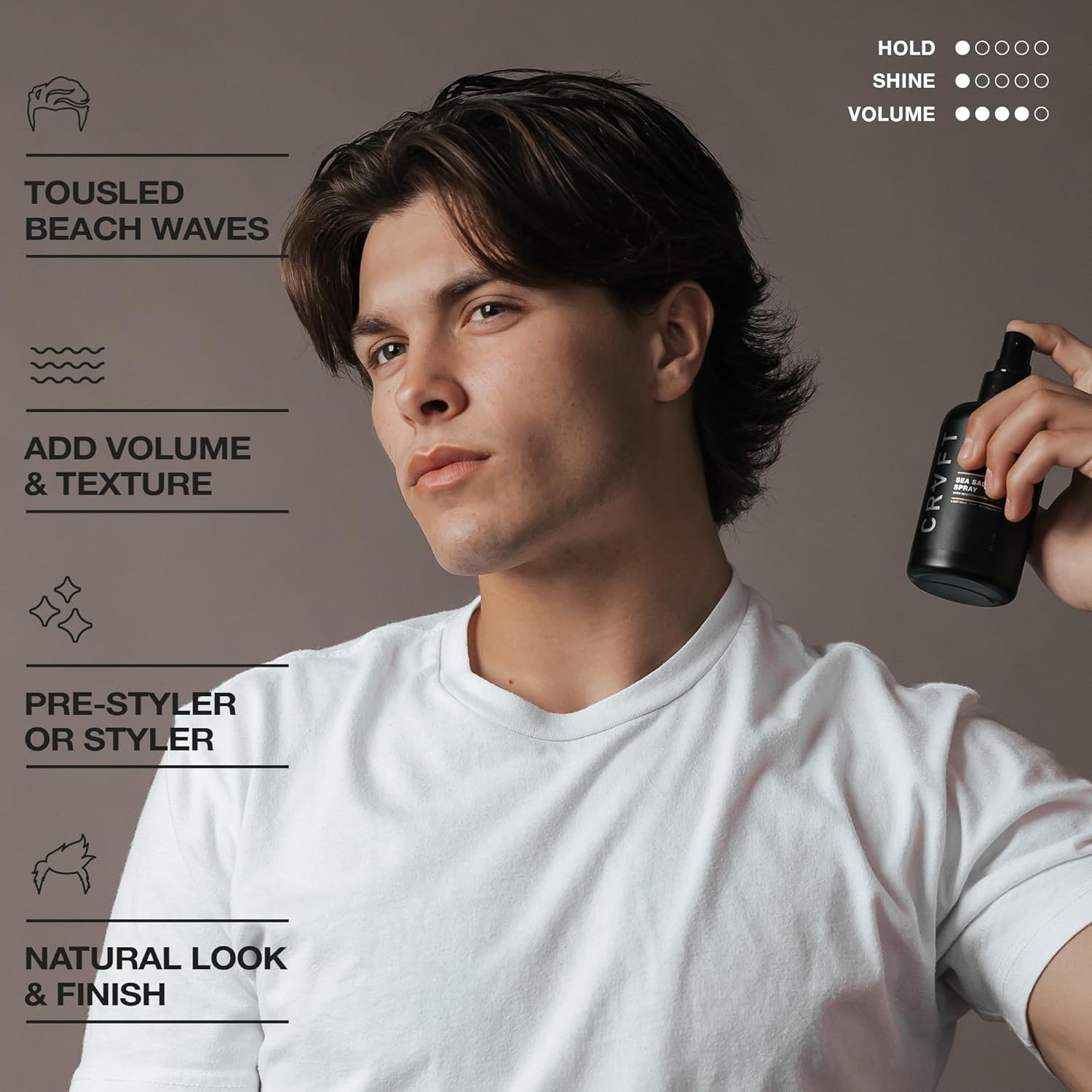 CRVFT Sea Salt Spray 6oz | Light Hold/Natural Finish | Add Volume & Texture | Ideal for All Hair Types & Lengths | Men's Texturizing Surf Spray | Made in the USA | Paraben & Sulfate Free [Scented] - Image 4