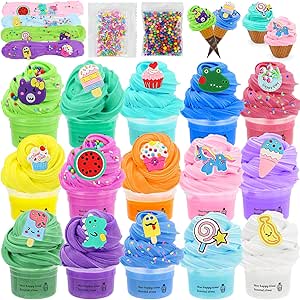 Kit Slime Enfant 6 X 70 Ml - Fluffy Cloud, Butter Et Clear Slime, Cadeau Anniversaire, Noël (Pourpre)