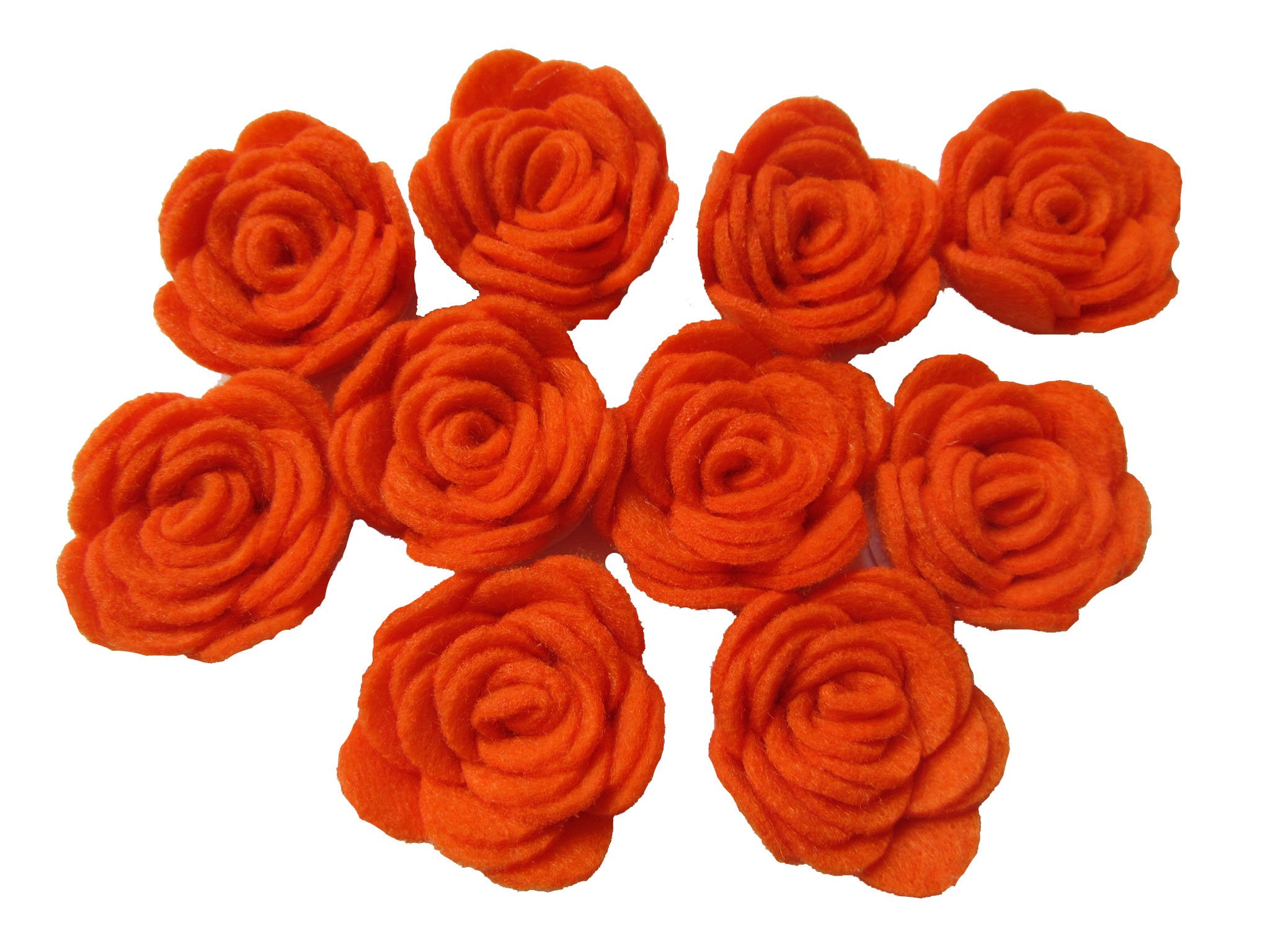 YYCRAFT Pack of 20PCS Felt Rose 1.5" 4D Flower Applique/Bow (Halloween Orange)