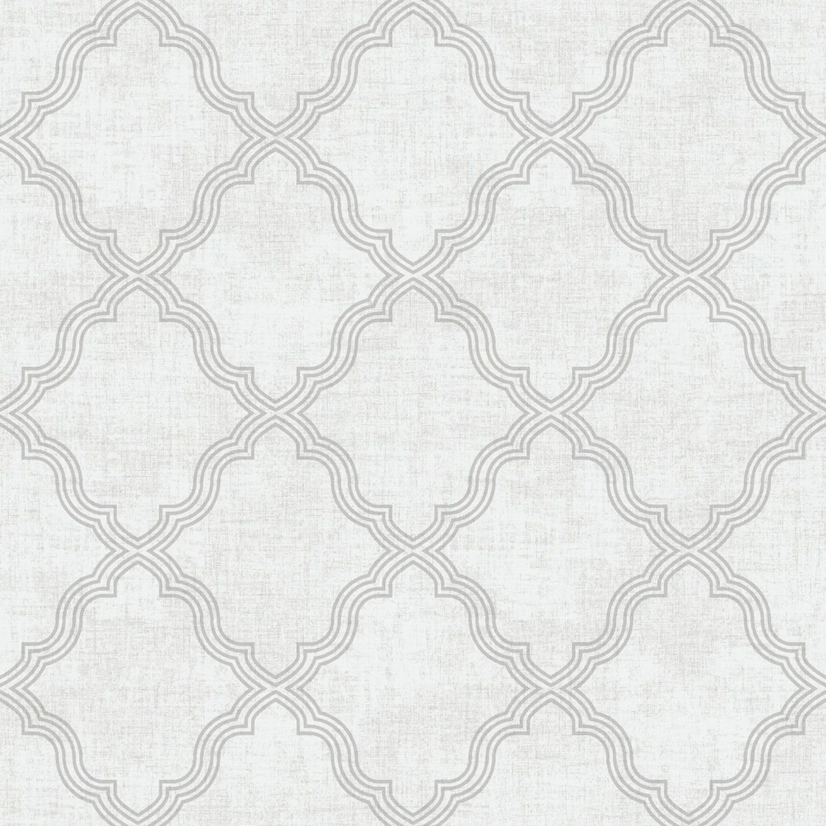 WPE® Arthouse Ornate Trellis Wallpaper Grey Metallic Silver 924801 – Stylish Textured Wallpaper – Elegant Geometric Design – Easy to Hang – Living Room, Bedroom, Hallway – 10m x 0.53m