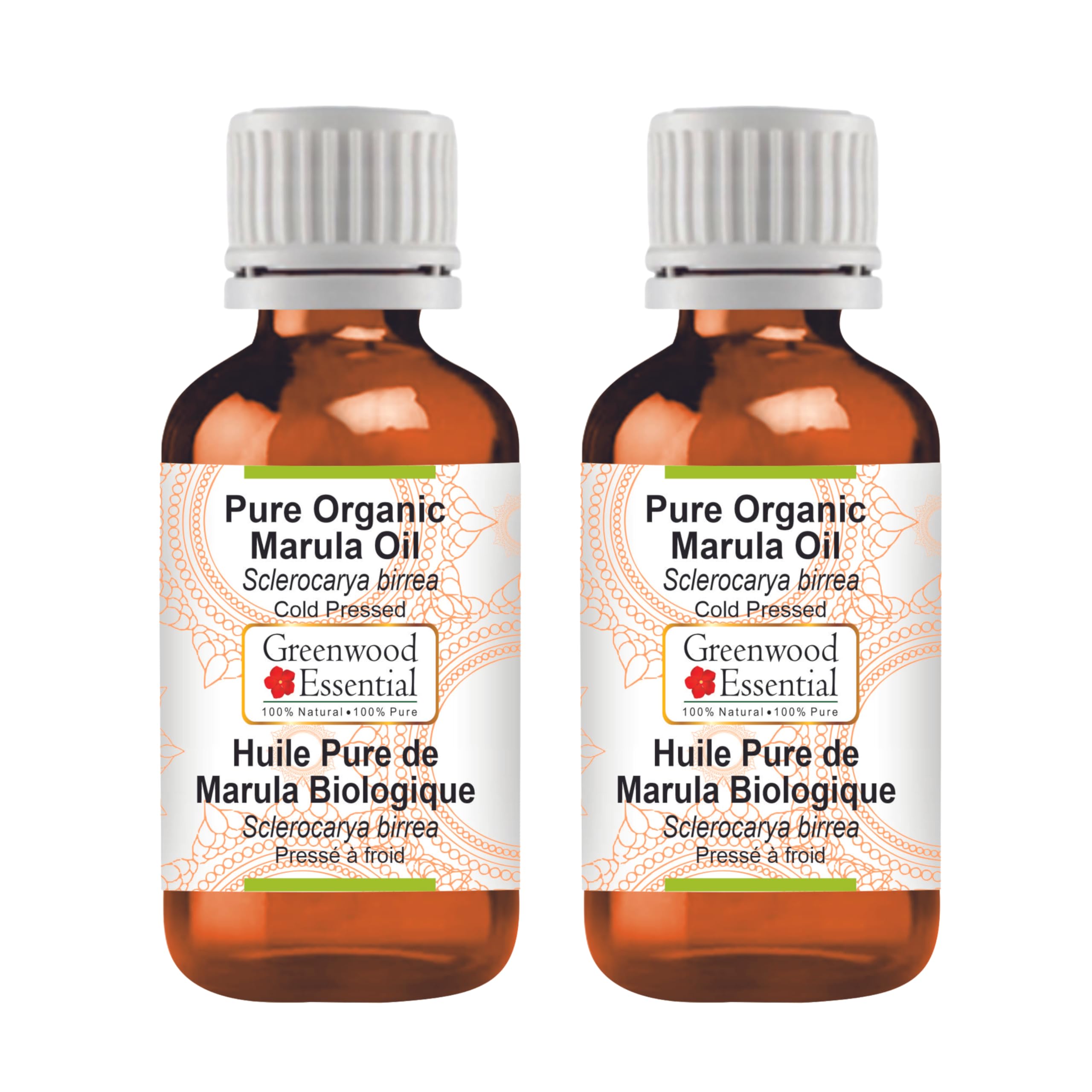 Greenwood Essential Pure Organic Marula Oil (Sclerocarya birrea) Cold Pressed (Pack of Two) 15ml X 2 (1 oz)