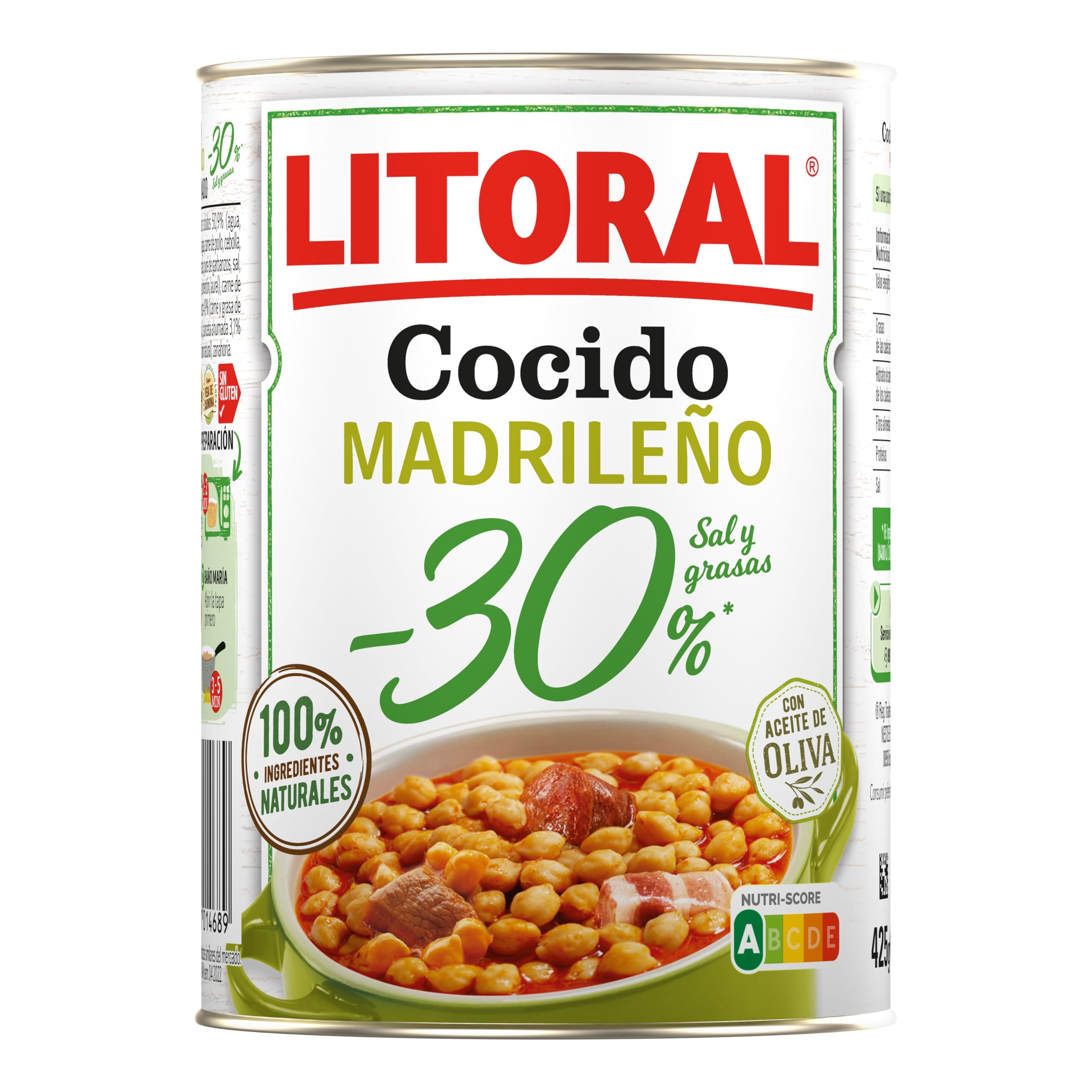 Litoral Cocido Madrileño -30% Sal y Grasa - Plato Preparado Sin Gluten - Pack de 10x425g - Total: 4.25kg — view 3
