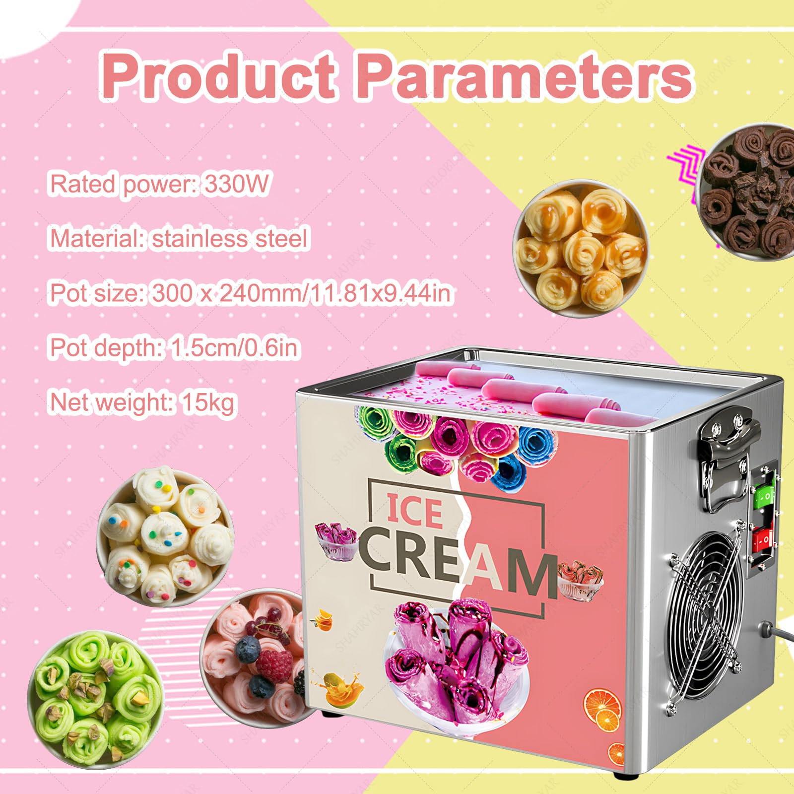 Instant-Eisrollenmaschine, Eiscreme-Rollmaschine, Bringen Sie 2 Schaufeln mit, Zur Herstellung Von Eiscreme-Rollen Zur Herstellung Von Eis, Gefrorenem Joghurt Und Eisrollen