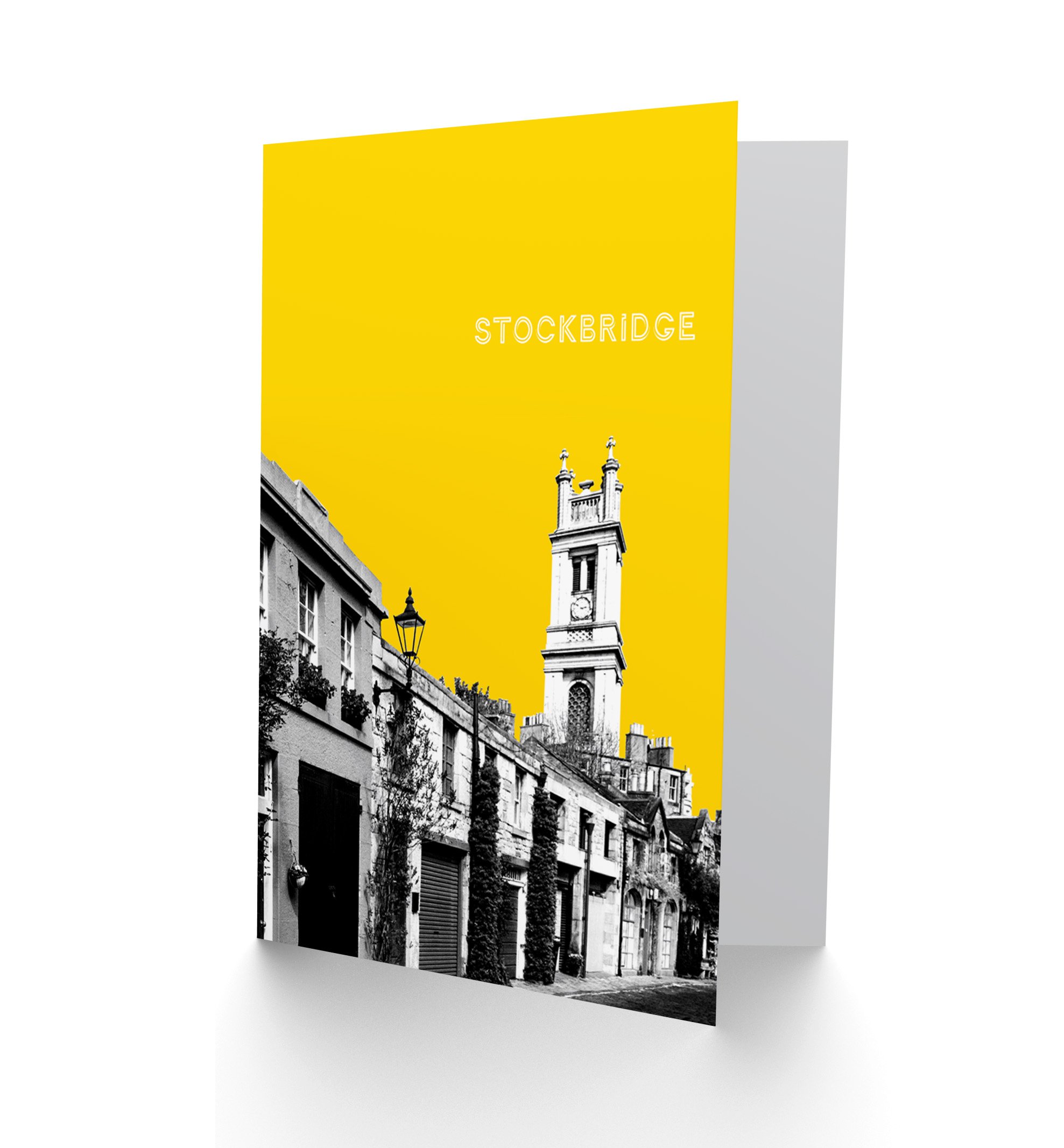 Wee Blue Coo Stockbridge Edinburgh Scotland Landmark Yellow Greetings Card