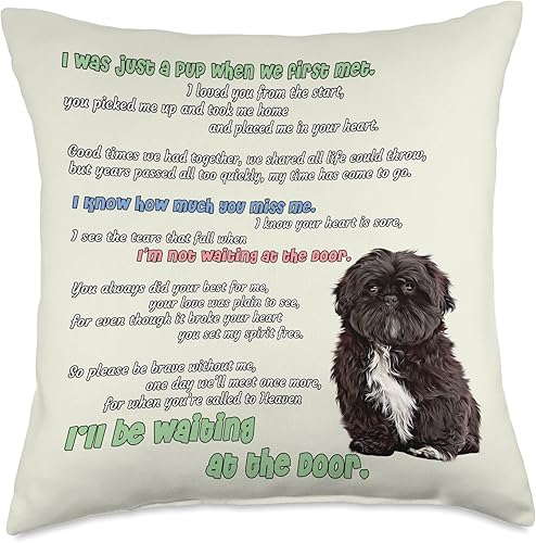 Shih Tzu Memorial - Cojín de recuerdo para mascotas, 18 x 18 pulgadas, multicolor