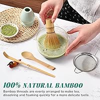 Vista 5 de Matcha Whisk Set: Matcha Set with Bamboo Matcha Whisk and Ceramic Holder,Bamboo Scoop+Wooden Spoon,Scoop Holder,Sifter - Cute Matcha Tea Set - 6 Pcs