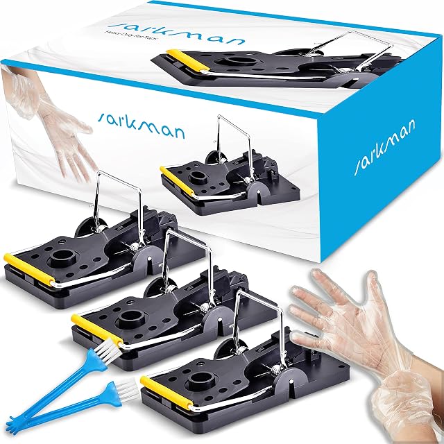 sarkman Rat Traps Indoors & Outdoors 3 x Extra Large Set - 20 Pair Glove BONUS & Professional Rodent Trap. Effective for Garden & Houses. Super Strong Easy to Set Reusable & Heavy Duty Instant Catcher
