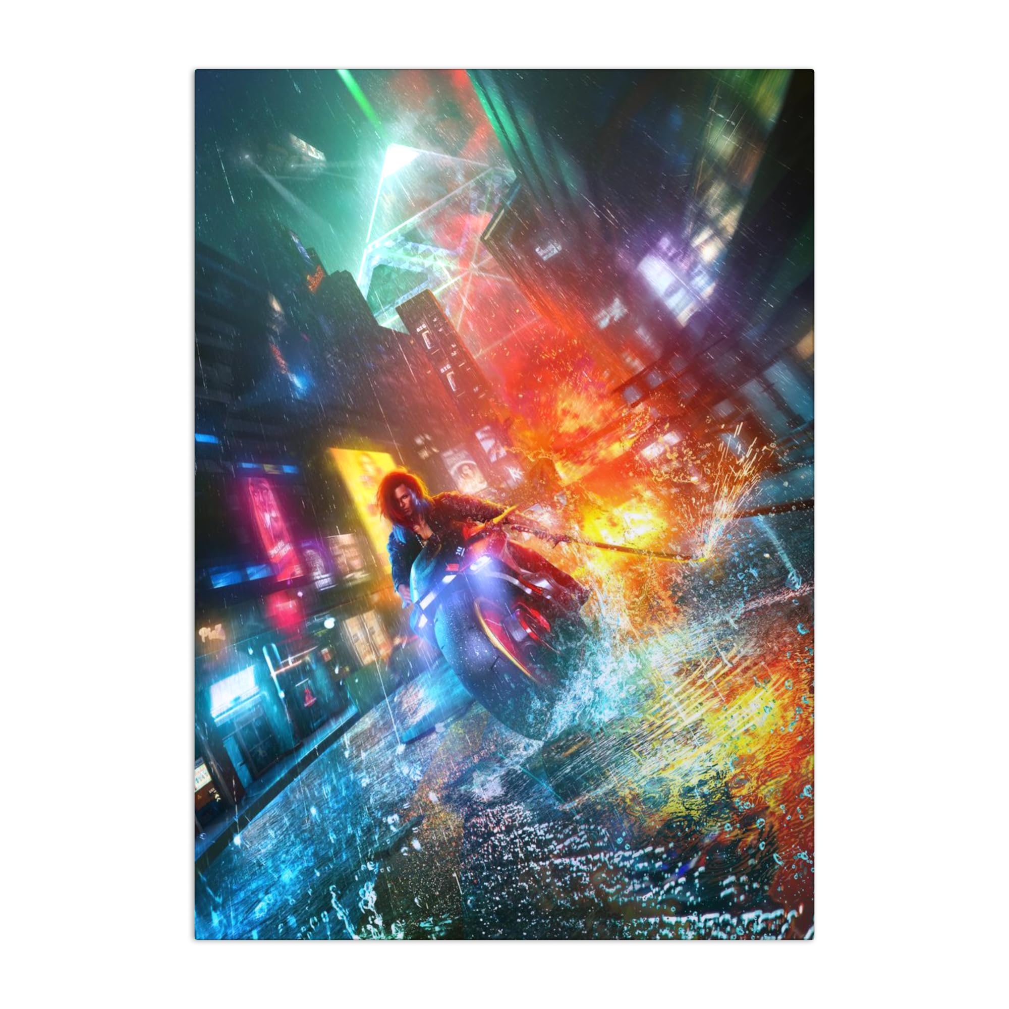 Displate - Poster in metallo - Wall Art - Cyberpunk 2077 - Phantom Liberty by Valeriia Speeding Through Dogtown - Taglia M - 32 x 45 cm Matt