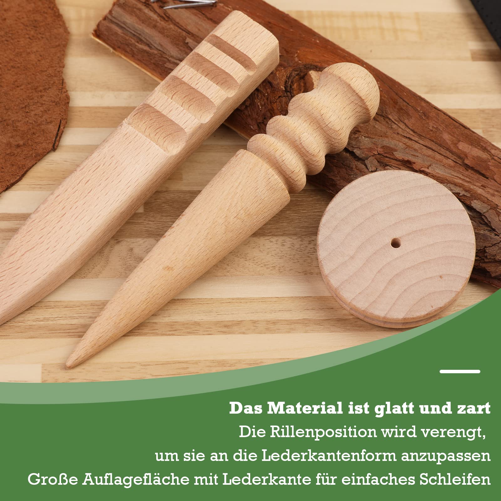 Set Di 3 Lucidatori Per Bordi In Legno E Pelle - Attrezzi Per Rifinire Con Rientranze Multiple - 3