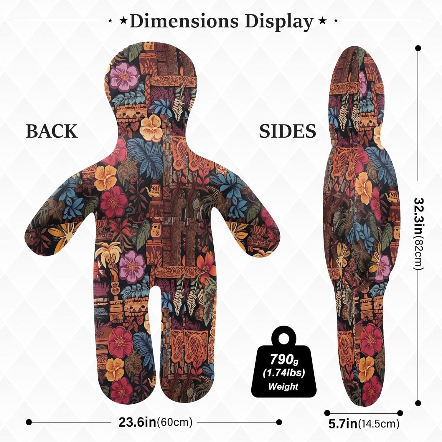 Tropical Elements Human-Shaped Pillow Soft Body Pillows Washable Velvet Pillows for Anxiety Relief Sleeping Cuddling & Support