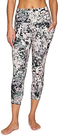 Legging De Sport RBX Femme – Coupe Courte – Gris Et Rose – Taille S