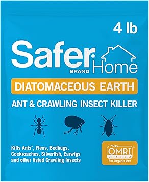 Safer Home Diatomaceous Earth 4 lb Organic OMRI DE - Cockroach Killer Indoor Home, Bed Bug Killer, Kills Fleas, Ants, Silverfish, Earwigs & Crawling Insects