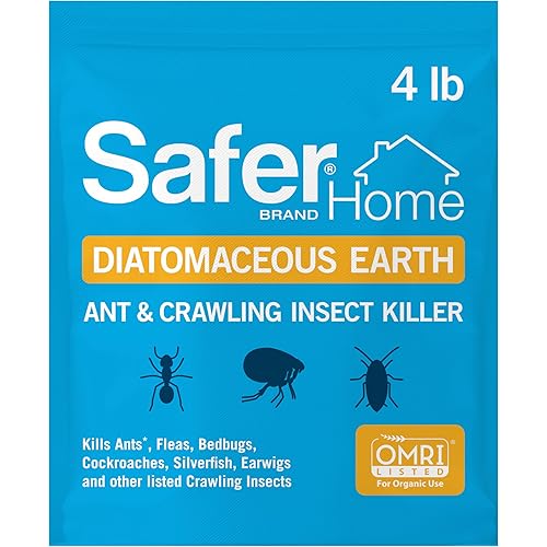 Safer Home Diatomaceous Earth 4 lb Organic OMRI DE - Cockroach Killer Indoor Home & Bed Bug Killer, Kills Flea, Ant, Silverfish, Earwig & Crawling Insects, SH51703