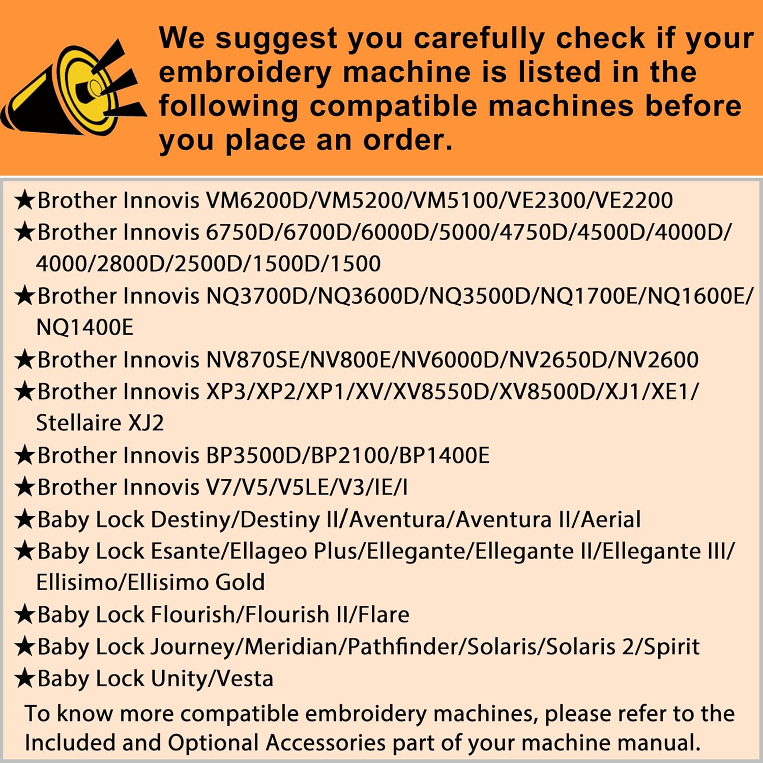 New brothread Embroidery Machine Hoop 4 in 1 Set (SA437+SA438+SA439+SA441) Compatible with Brother Innovis NQ3600D/3500D NQ1700E/1600E/1400E VE2200 4000D 1500D V7 V5 V3 BabyLock Ellegante/Aventura