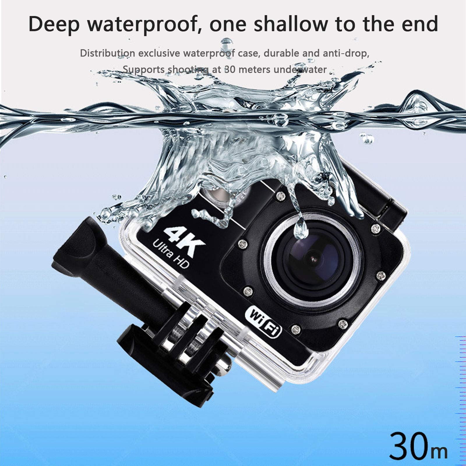 Appareil Photo Etanche Full HD 4K 16MP Appareil Photo étanche Selfie Camescope Étanche Jusqu'à 30M et Stabilisation EIS pour la Randonnée ou Les Voyages en Bord de Mer en Famille