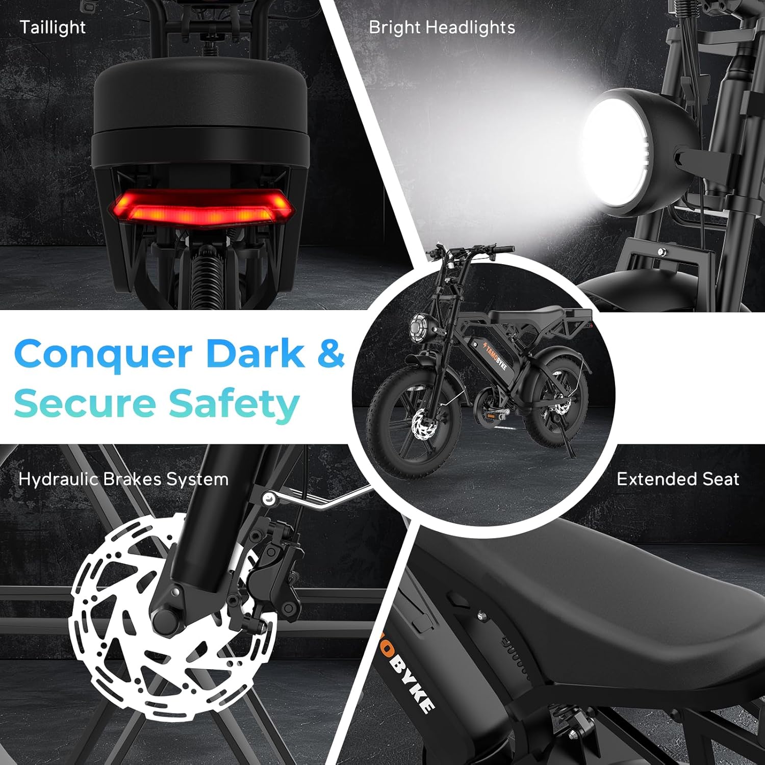 V20 Series Electric Bike for Adults,1000W/1500W Motor (Peak), 30MPH/32MPH Electric Dirt Ebike,20'' Fat Tire E-bike with 48V 15.6AH/18.2AH Battery,Full Suspension Disc/Hydraulic Brakes, Snow,Sand, Road
