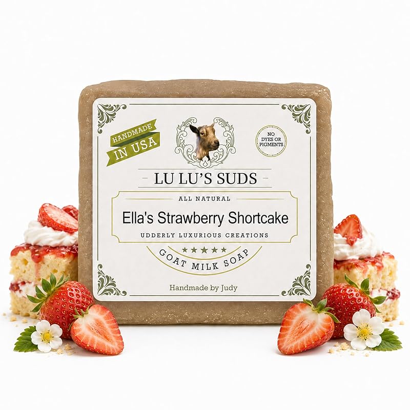 Lu Lu's Suds Sabonete artesanal de leite de cabra Ella's Strawberry Shortcake