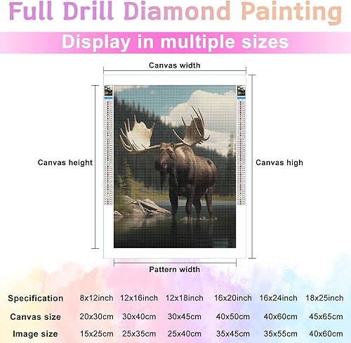 Miniatura 2 de 5D DIY Diamond Painting Kits Colorful Animals Full Drill,Diamond Painting Kits Art,Animals Diamond Art, Moose in The Sun Diamond Painting Craft for