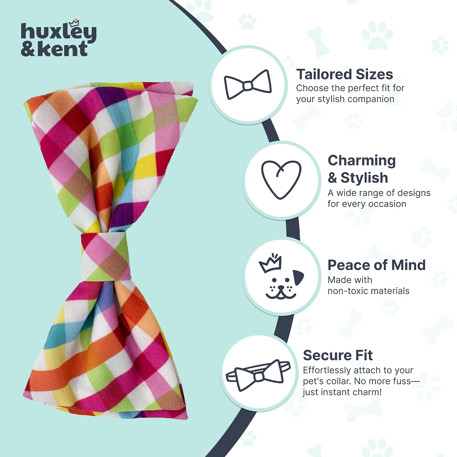 Huxley & Kent Pet Bow Tie for Dogs & Cats, Yellow/Orange Check, Sm/Md image 5