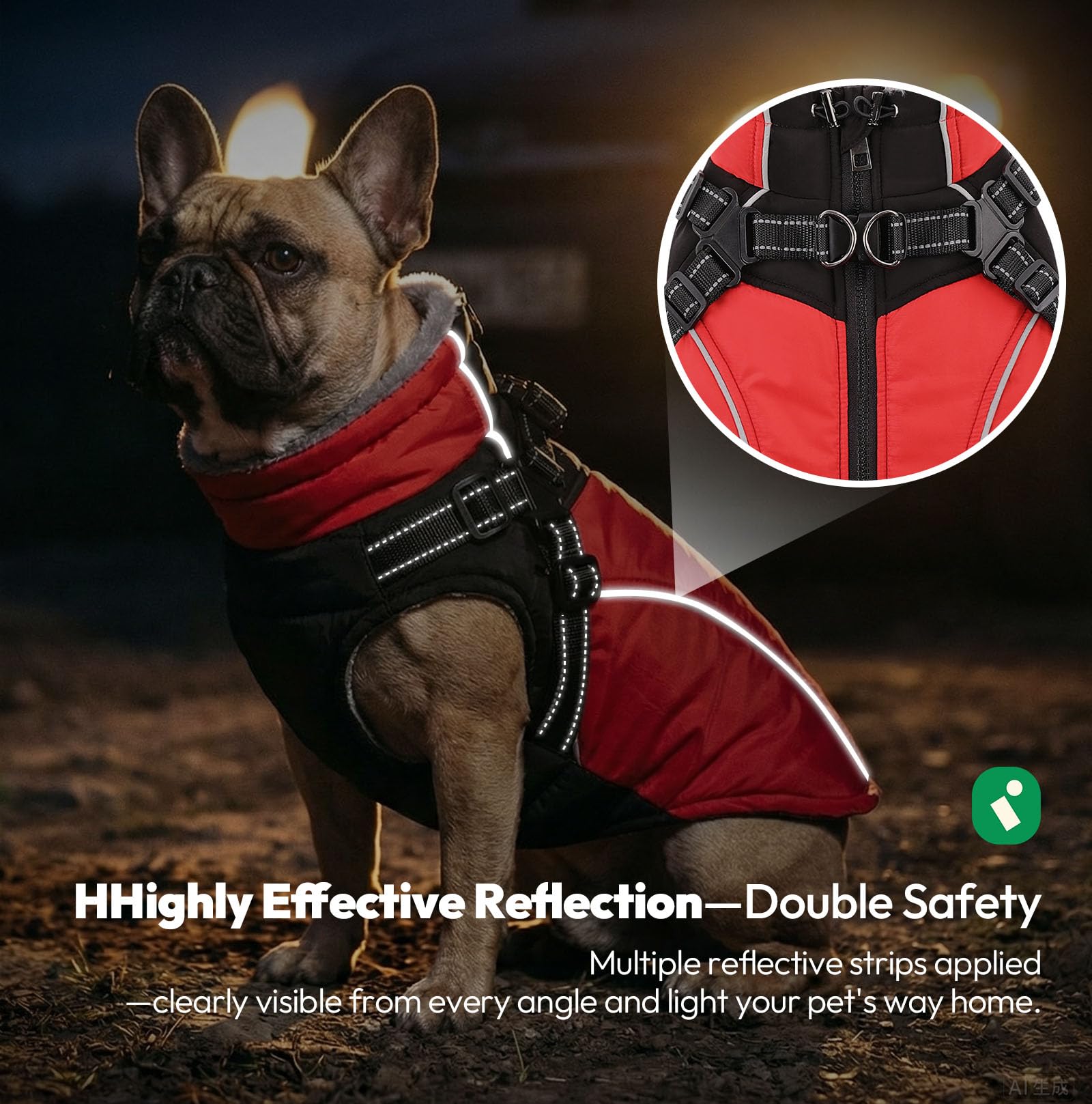 KONVINIT Veste d'hiver Chaude pour Chien - Manteau Imperméable avec Harnais pour Activités Extérieures par Temps Froid