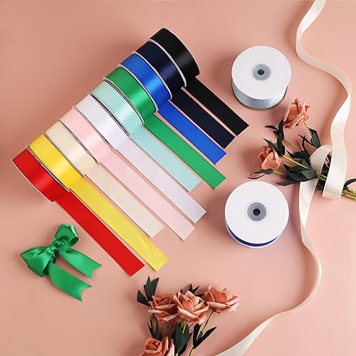 Miniatura 2 de Rollo de cinta de satén de una sola cara de 1 pulgada x 25 yardas, cintas ideales para envolver regalos, manualidades, decoración de fiestas de