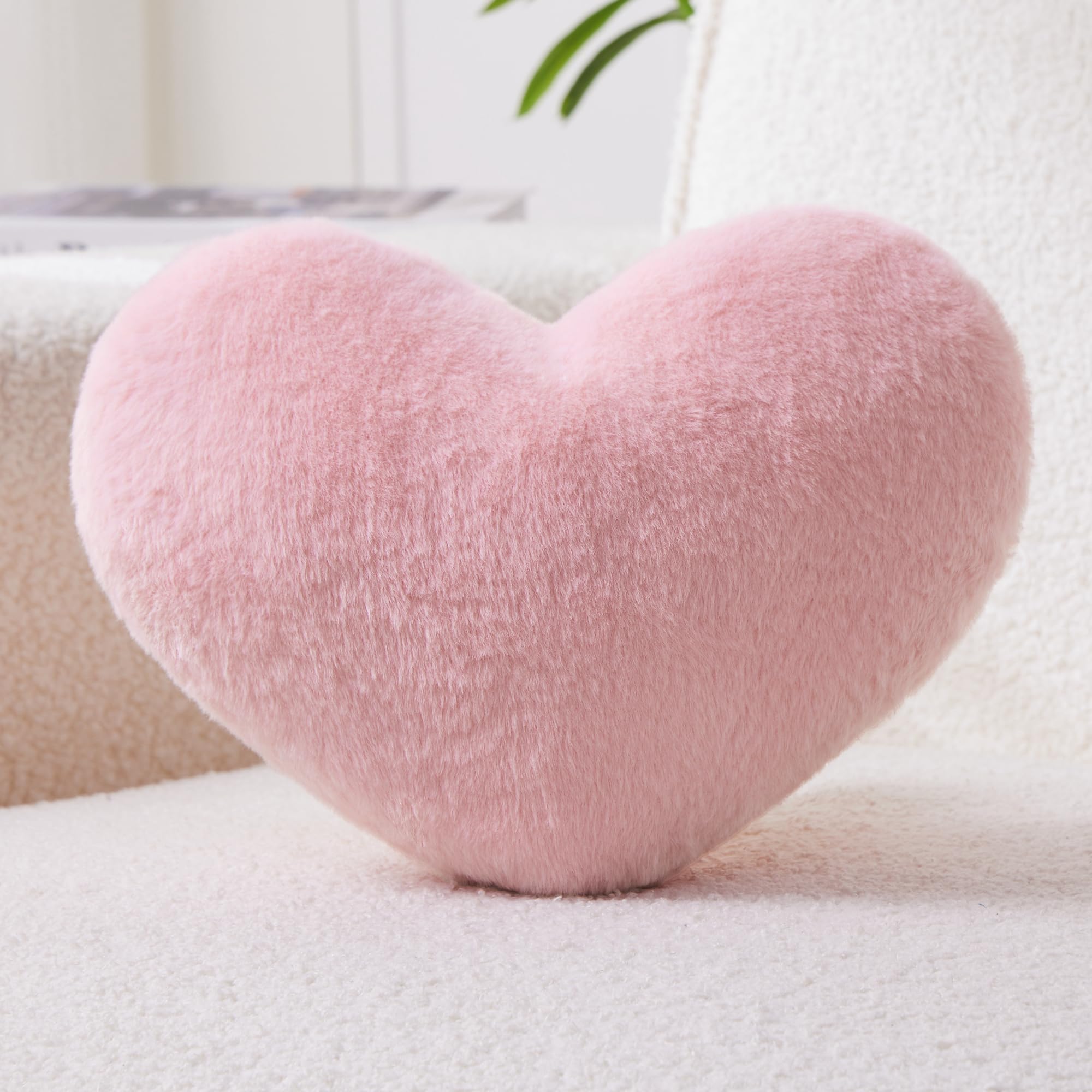 Petrella Throw Pillows Heart Pillow Cute Fuzzy Pillows for Bed Livingroom Home Decor Cushion Decorative Aesthetic Preppy Pillows Pink1,Small 13"x10"