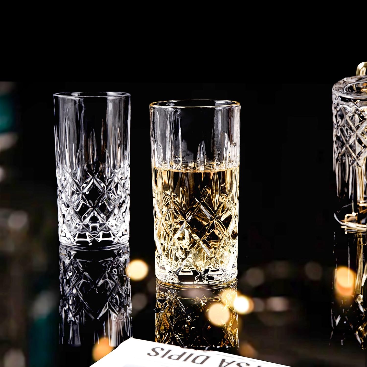 Highball Glasses Collins Tall Beverage Set of 6, 14 Ounce Cups Glassware for Drinks, Water, Beer, Soda - Image 4