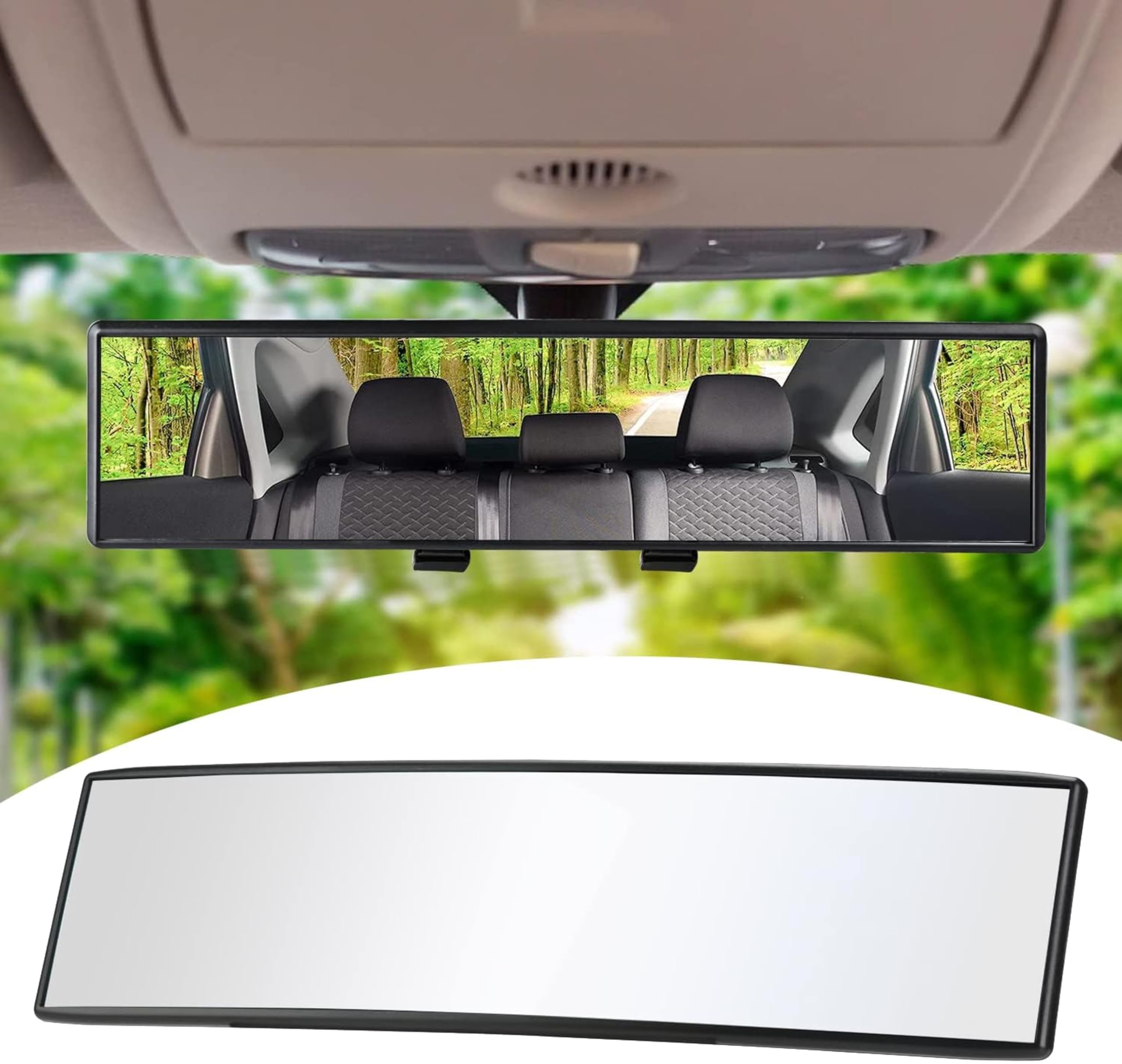 SAULMANN Auto Weitwinkel Auto Panorama Rückspiegel, [308 x 78mm] Universal zum Aufstecken, Blendschutz Auto Innenspiegel, gute Lösung für toten Winkel, für Autos, SUVs, LKWs (Klar)