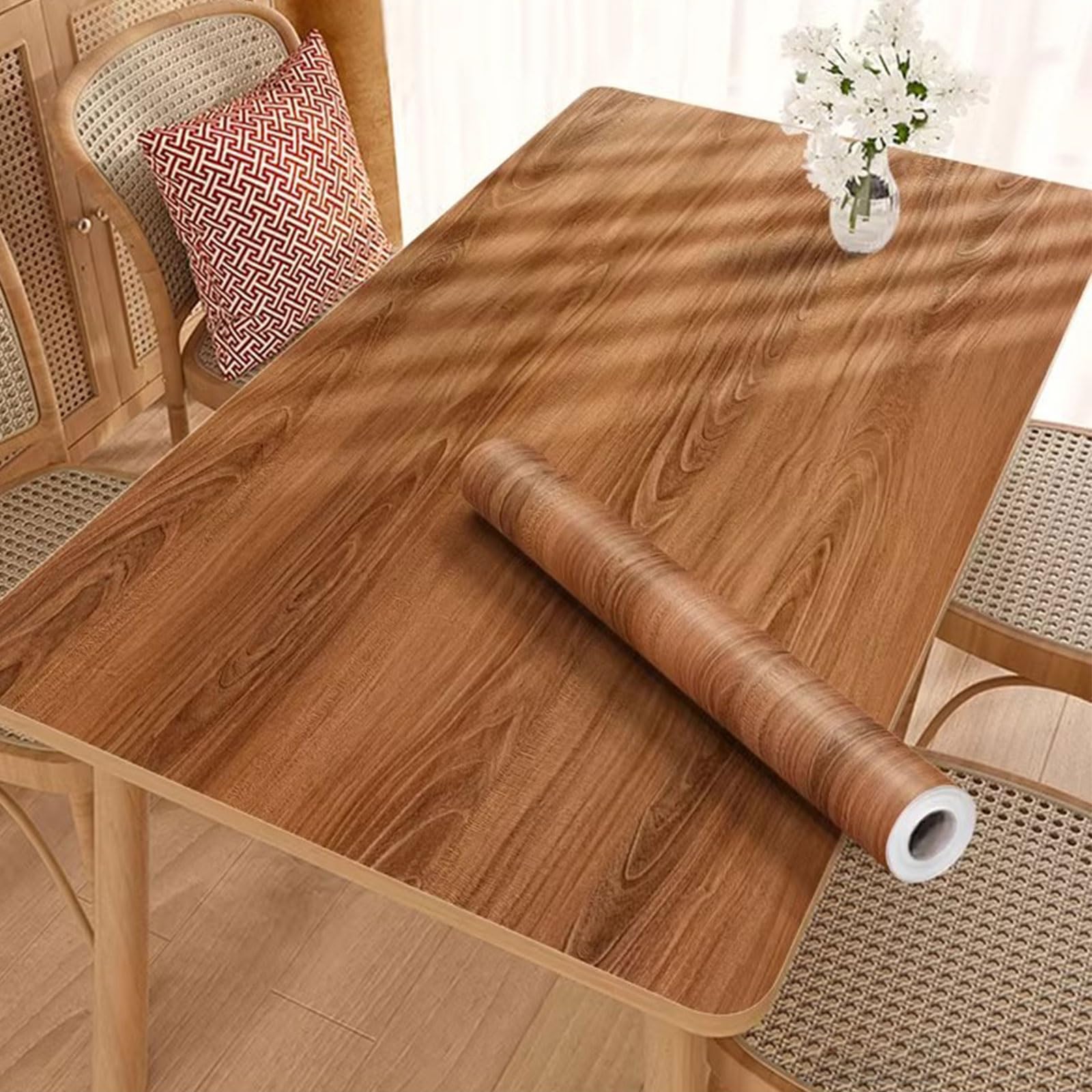 Samoprzylepna tapeta imitująca drewno Samoprzylepna folia stołowa o wyglądzie drewna Wodoodporna wielokolorowa Wiele rozmiarów 0,36 mm(Optionen 8,60W x 300L cm)