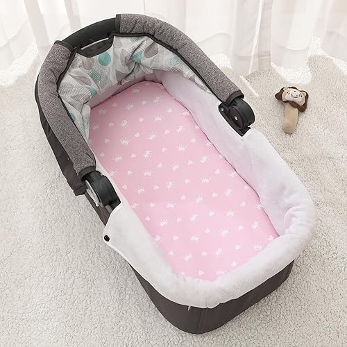 Miniatura 6 de PHF Juego de sábanas de moisés suave, paquete de 2 sábanas sedosas y cómodas y transpirables para bebés niños y niñas, ajuste universal para la