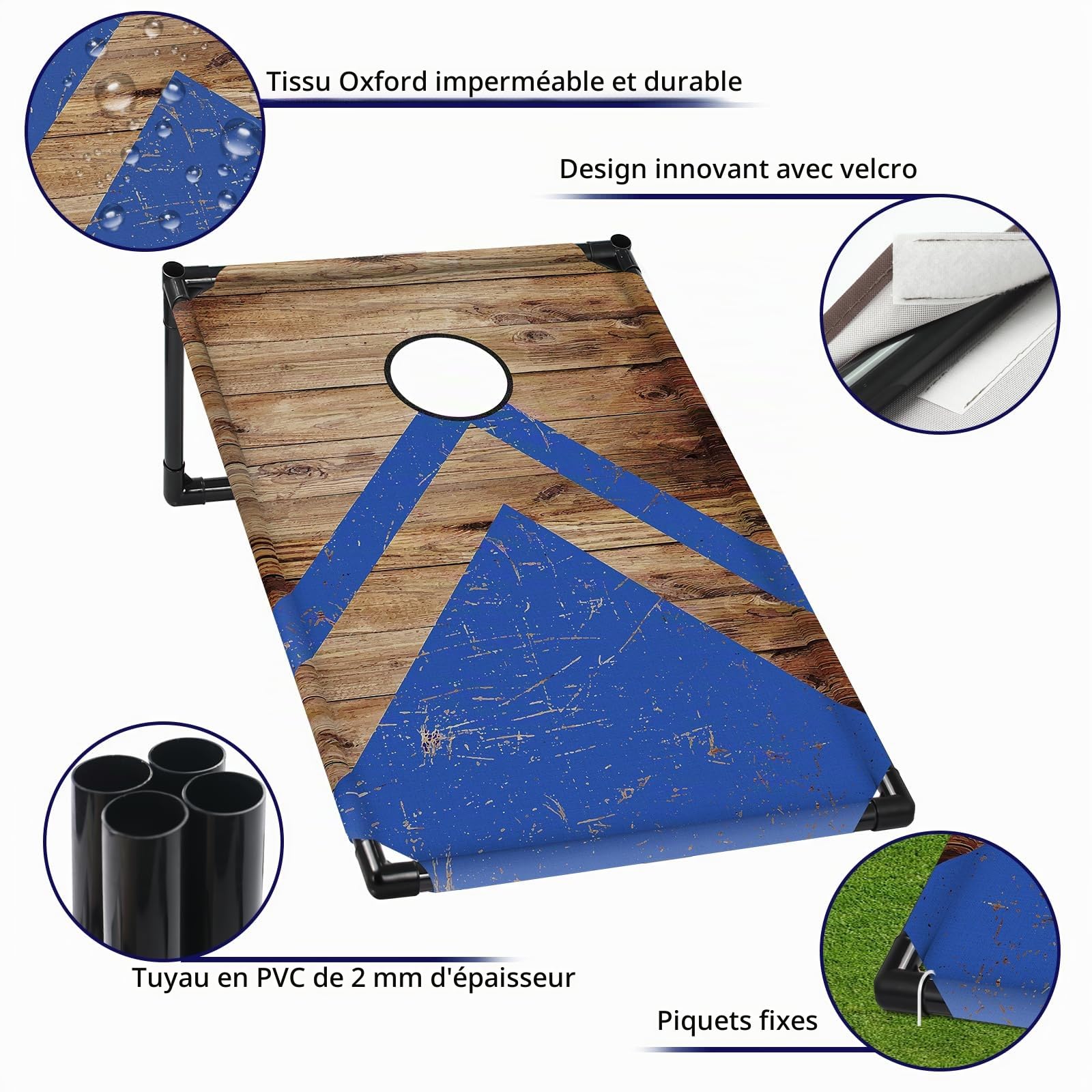 NZQXJXZ Jeu Corn Hole Portable pour Adultes et Famille, Cornhole Jeu Encadré en PVC avec 8 Sacs de Haricots et Sac de Transport, Idéal l'extérieur, l'intérieur, l'arrière-Cour, la Pelouse, 3 x 2 Ft