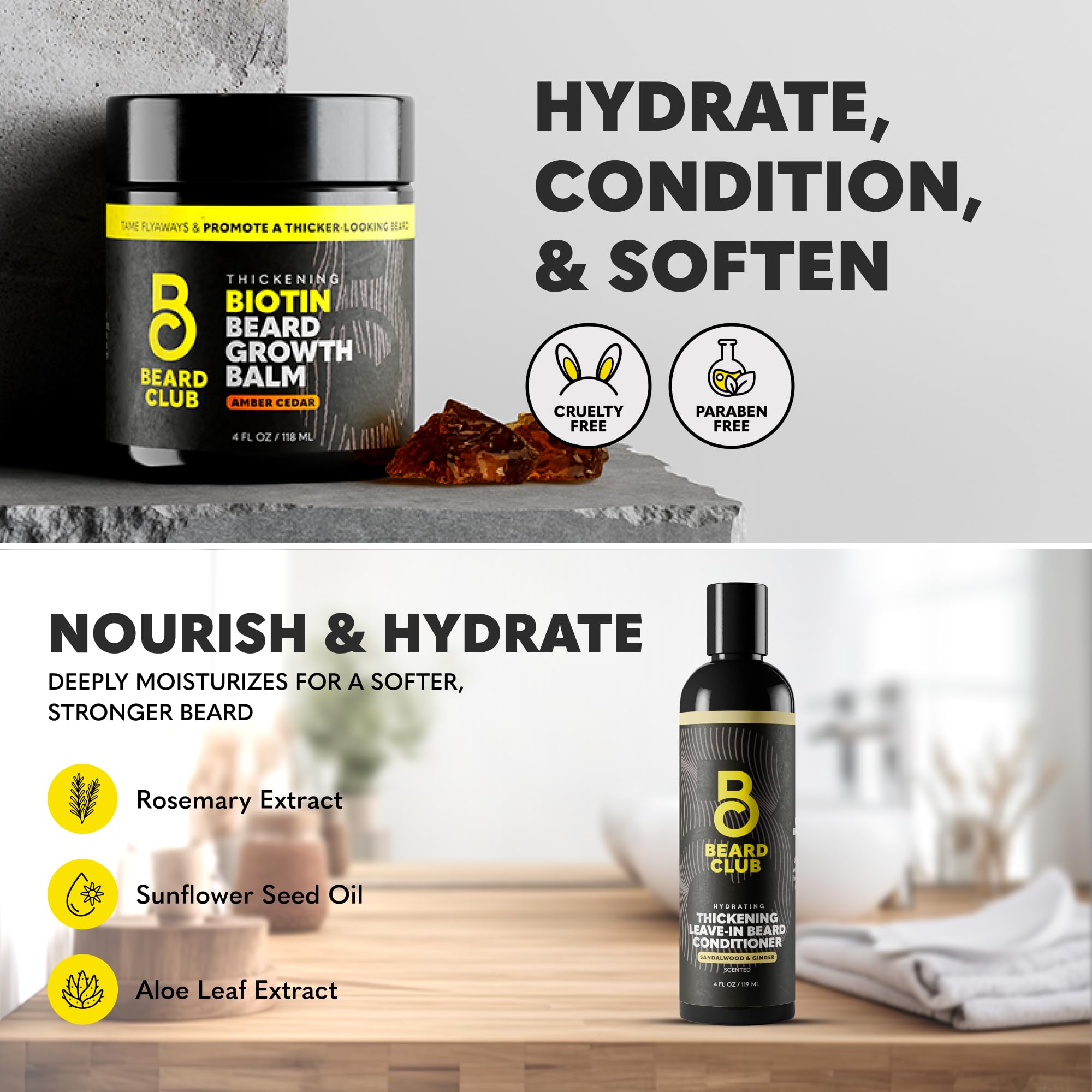 The Beard Club Supreme Beard Growth Kit - Derma Roller, Growth Oil, Vitamins, Vitamin Spray, Biotin Balm, Thickening Conditioner, Shampoo, Comb & Cleansing Spray - Gift Set