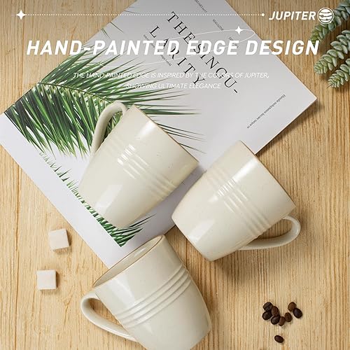 Miniatura 33 de famiware Juego de 4 tazas de café, 13 onzas, tazas de gres para café con leche, té caliente, moca, cacao, capuchino, microondas y lavavajillas