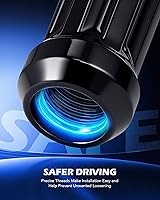 Vista 4 de OMT - Paquete de 32 tuercas de rueda 9/16-18, tuercas negras de 9/16 x 18 pulgadas de alto, asiento de cono de transmisión con enchufe compatible