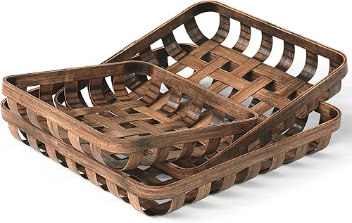 Barnyard Designs Cestas de tabaco rústicas vintage bandejas de anidación de granja, juego de 3