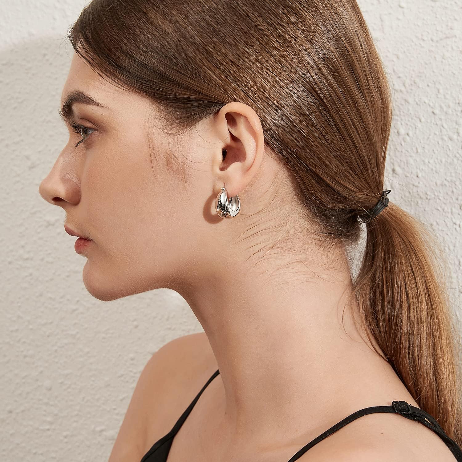 Hoop Earring for Women, 925 Sterling Silver Cubic Zirconia CZ Hoop Jewelry, Thin & Wide Hoops 20MM 25MM 28MM - Image 6