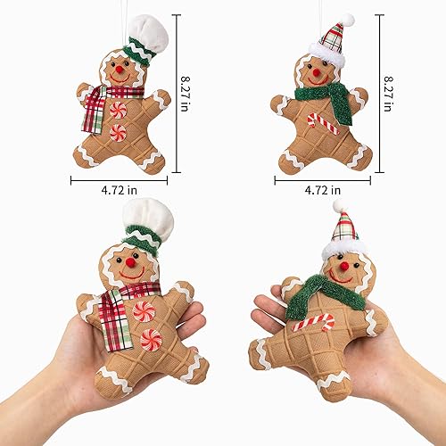 Miniatura 4 de Adornos navideños de hombre de jengibre, adorno de pan de jengibre, hecho a mano, árbol de jengibre, decoración colgante de figuras de pan de