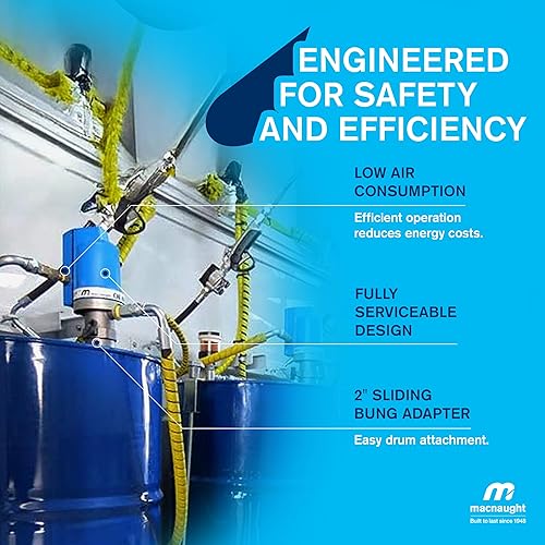 Miniatura 4 de Macnaught Bomba de transferencia de aceite operada por aire con relación 31. Para aceites de engranajes hasta SAE140, ATF, hidráulico y
