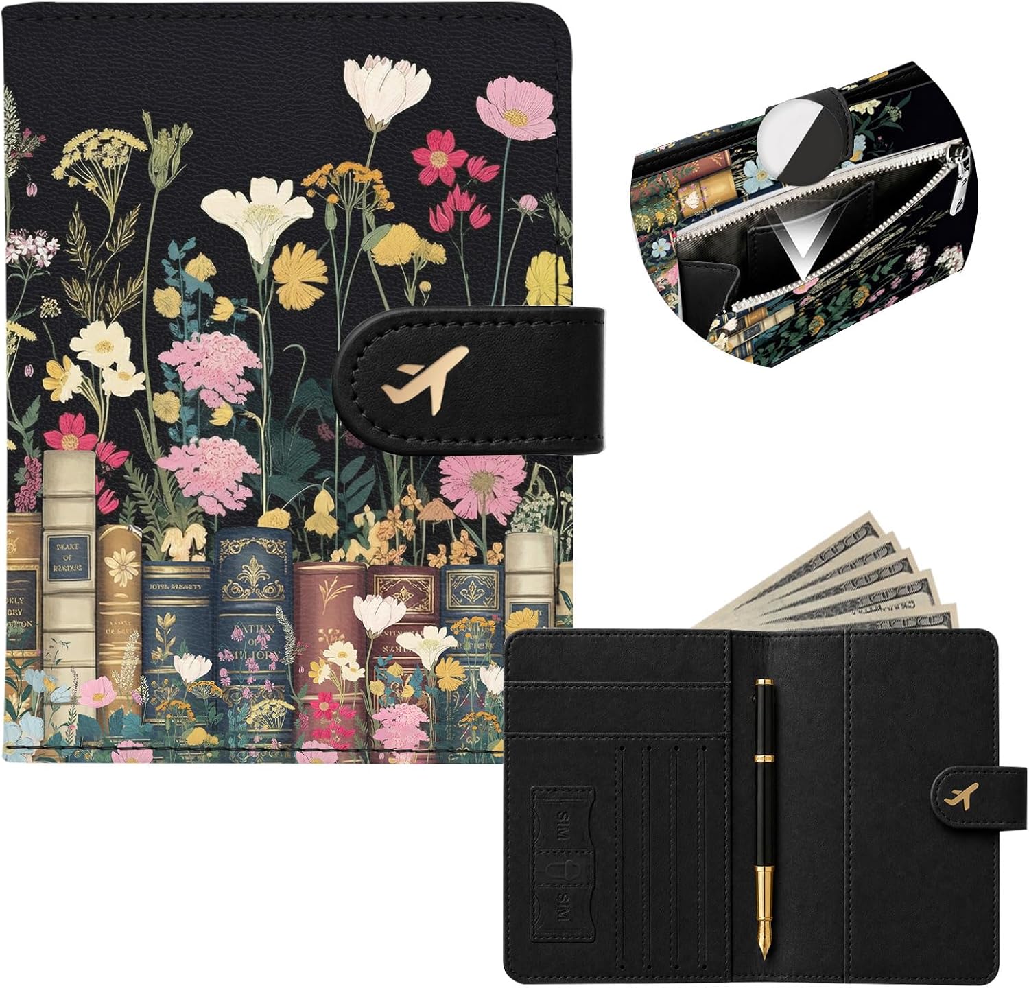 RFID Passport Holder with Tracker Slot, Leather Travel Wallet