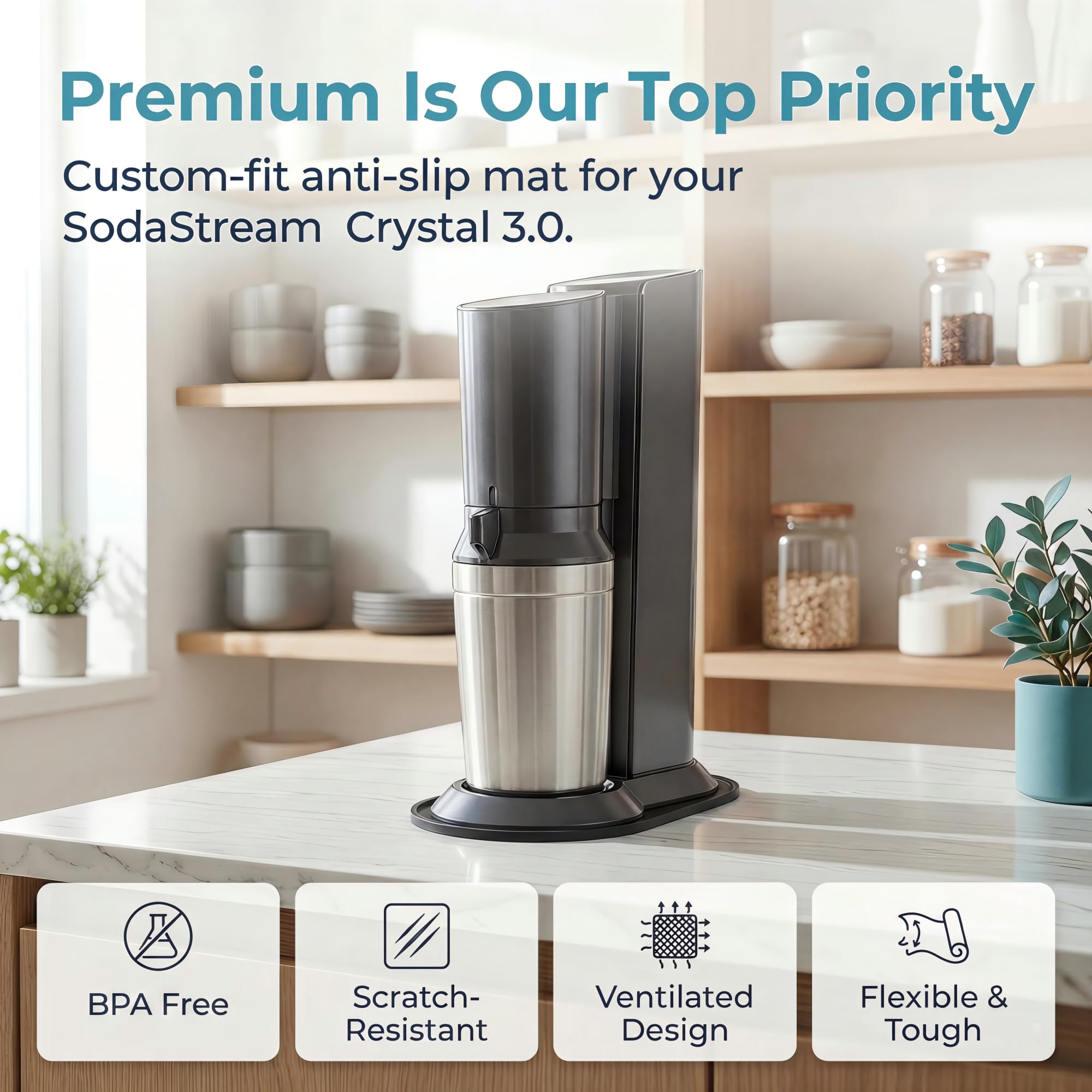 Mata silikonowa kompatybilna z Soda Stream Crystal 3.0, Silikonowa Mata Ociekowa, Podkładka Do Suszenia, Akcesoria Kompatybilne z Soda stream (do Crystal 3.0)