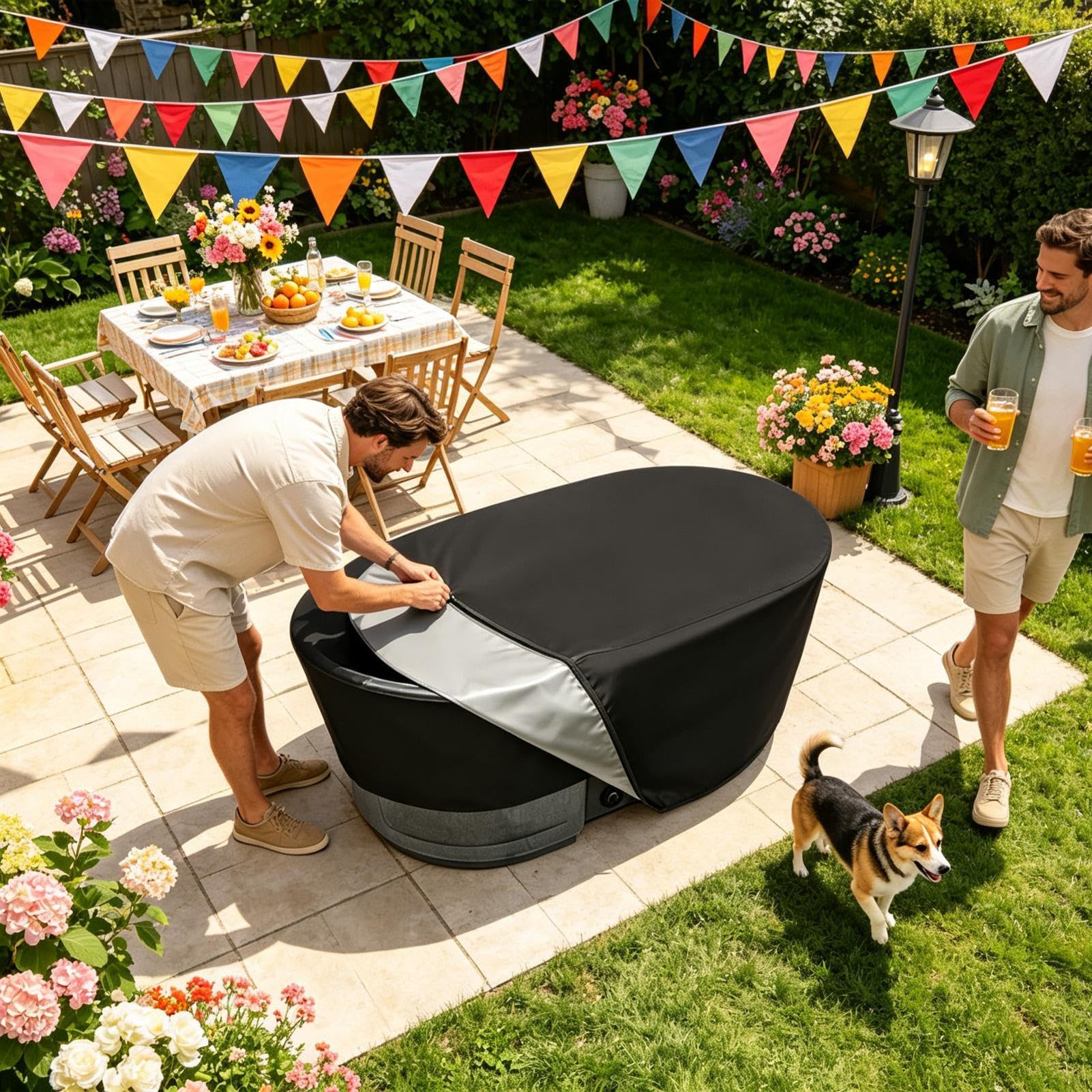 Bâche De Piscine Protège-Couverture Ovale Bloquante en Tissu Oxford pour | Couverture de piscine d'extérieur Pour Extérieur Maison Jardin Spa Terrasse Camping