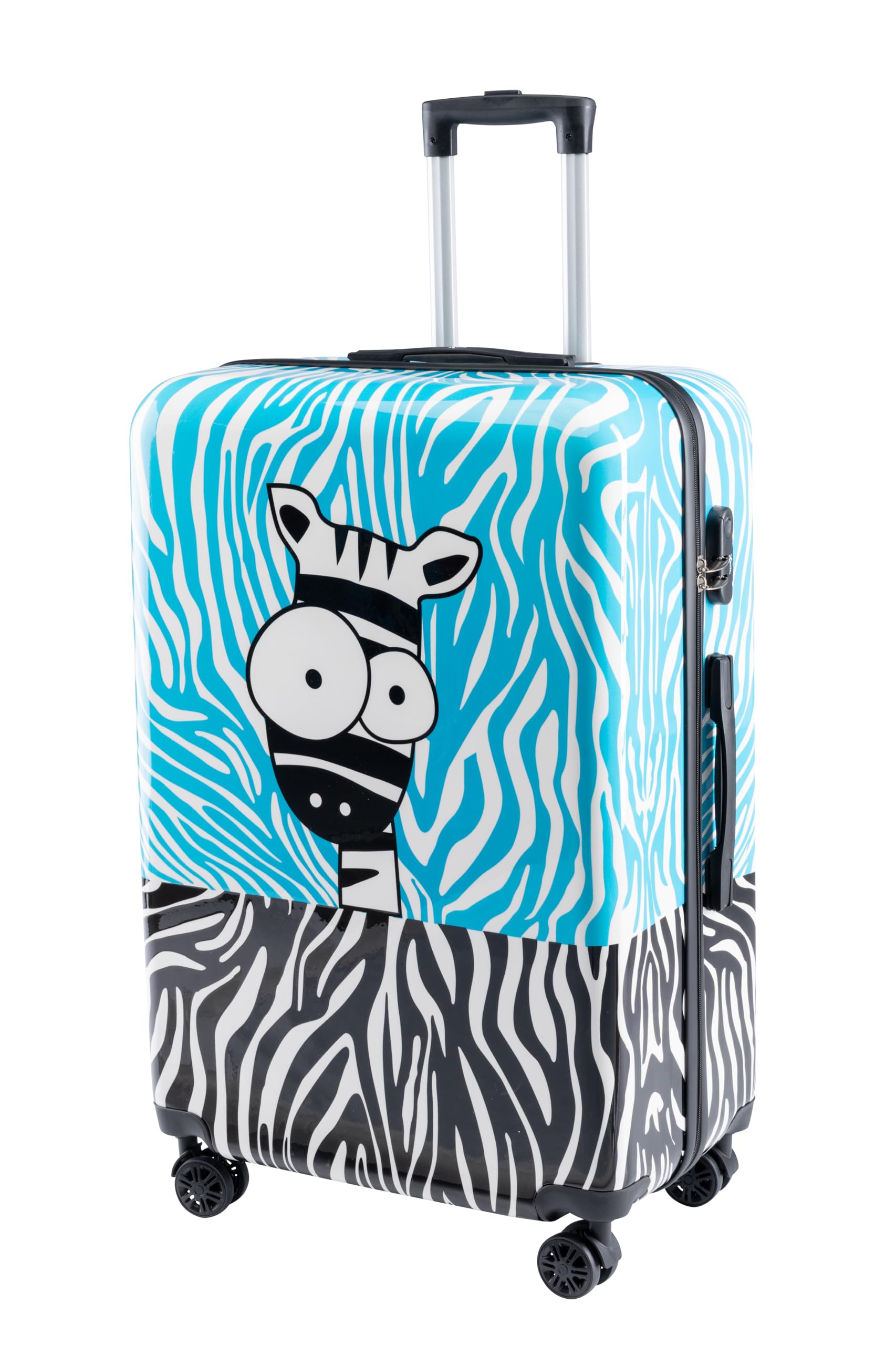 Xonic Reisekoffer – Koffer groß mit Rollen als Hartschalenkoffer – Trolley in Größe M L XL oder im Set Polycarbonat Koffer & Trolleys für Damen, Kinder & Familien (Zebra, XL)