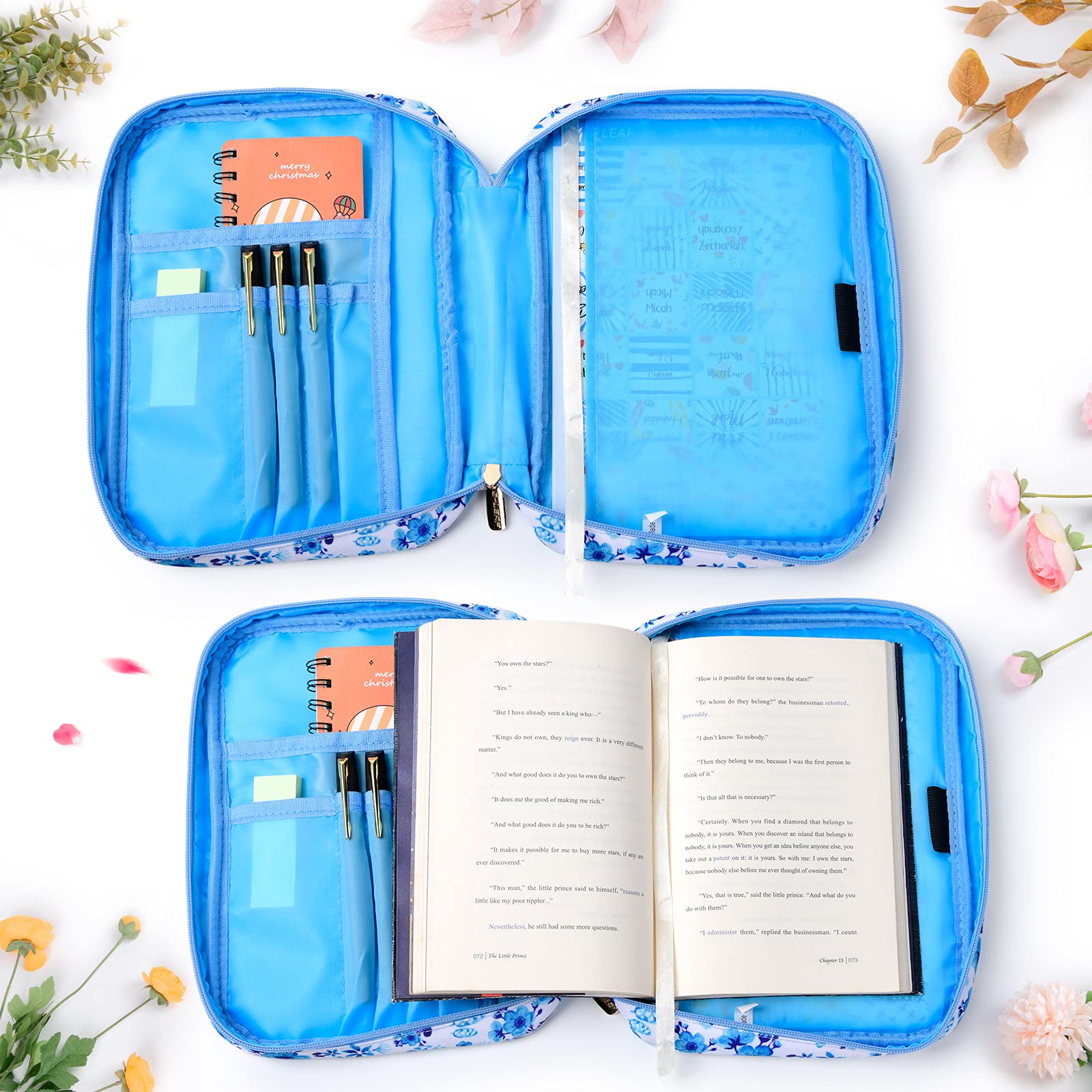 Finpac Grande custodia classica protettiva con manico, per Bibbia, in pelle vegana, per libri e chiesa, regalo unisex, Marrone, Large