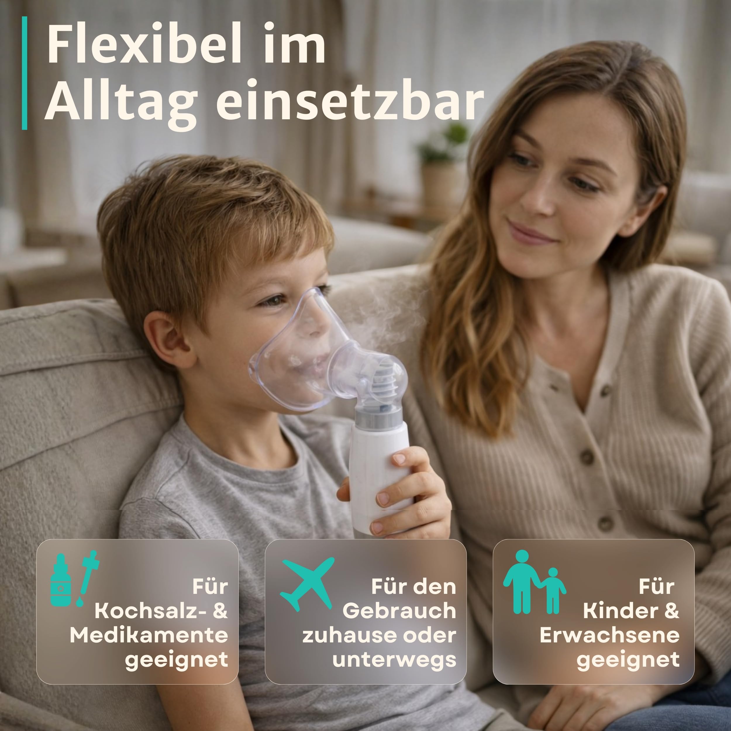 Inhalationsgerät elektrischer Inhalator I Inhaliergeräte für Erwachsene, Kinder und Babys bei Erkältung, Schnupfen & Allergie I Nebulizer Ultraschall Vernebler