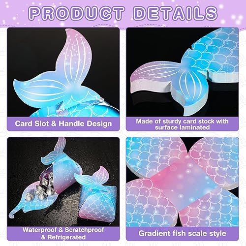 Miniatura 10 de 36 cajas de dulces de sirena, cajas de regalo de cola de sirena, cajas de regalo de sirena debajo del mar, bolsas de regalo con temática de sirena,
